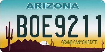 AZ license plate BOE9211