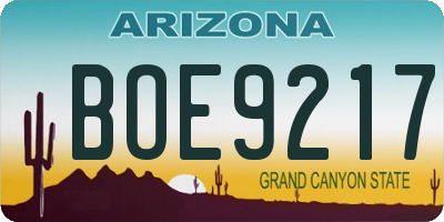 AZ license plate BOE9217