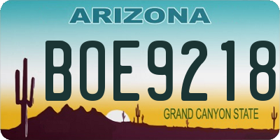 AZ license plate BOE9218
