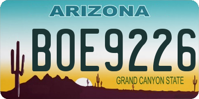 AZ license plate BOE9226
