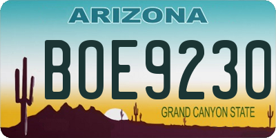 AZ license plate BOE9230