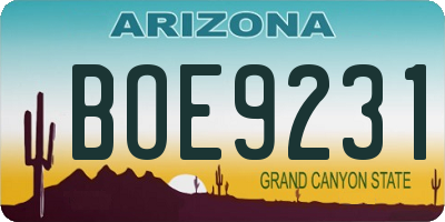 AZ license plate BOE9231
