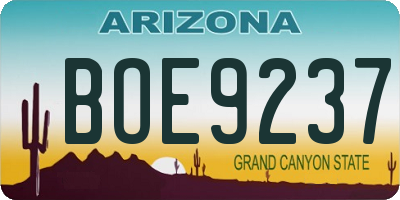 AZ license plate BOE9237