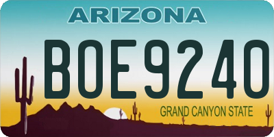 AZ license plate BOE9240