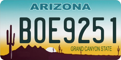 AZ license plate BOE9251