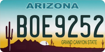 AZ license plate BOE9252