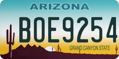 AZ license plate BOE9254