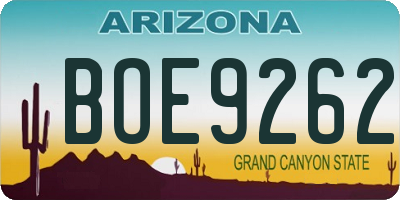 AZ license plate BOE9262