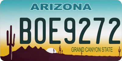 AZ license plate BOE9272