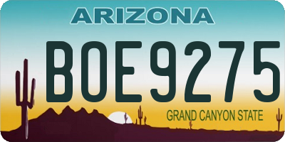 AZ license plate BOE9275