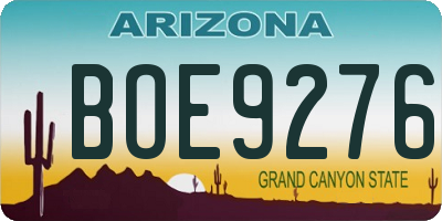 AZ license plate BOE9276