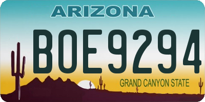 AZ license plate BOE9294