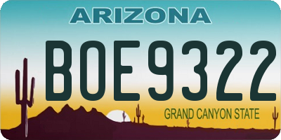 AZ license plate BOE9322