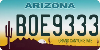 AZ license plate BOE9333