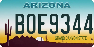 AZ license plate BOE9344