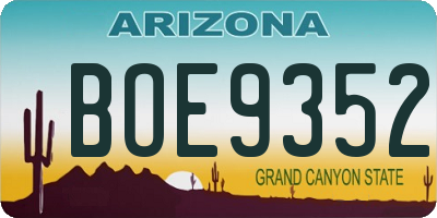 AZ license plate BOE9352