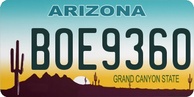 AZ license plate BOE9360