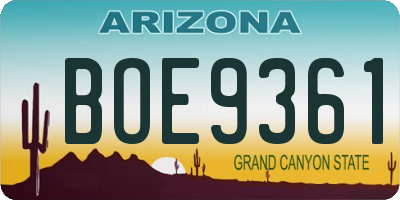 AZ license plate BOE9361