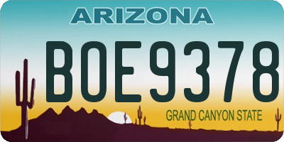 AZ license plate BOE9378