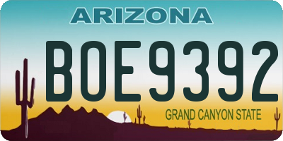AZ license plate BOE9392