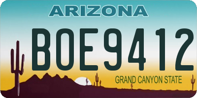 AZ license plate BOE9412