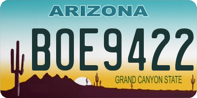 AZ license plate BOE9422