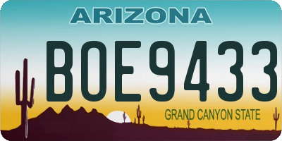 AZ license plate BOE9433