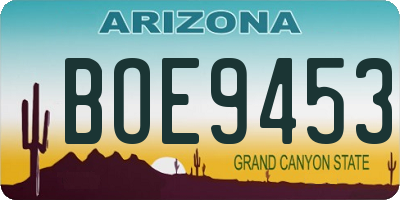 AZ license plate BOE9453