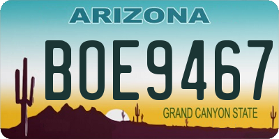 AZ license plate BOE9467