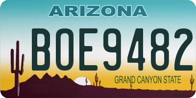 AZ license plate BOE9482