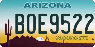 AZ license plate BOE9522