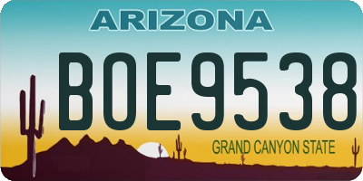 AZ license plate BOE9538