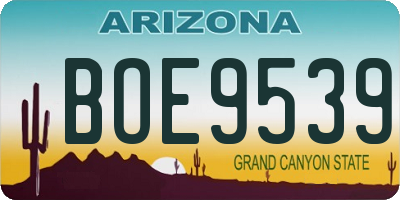 AZ license plate BOE9539