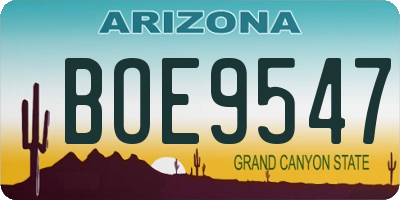 AZ license plate BOE9547