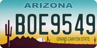 AZ license plate BOE9549
