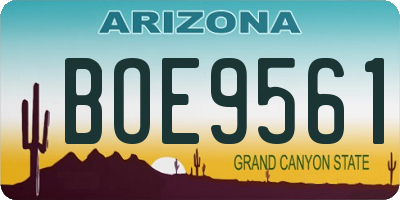 AZ license plate BOE9561