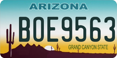 AZ license plate BOE9563