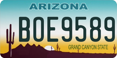 AZ license plate BOE9589