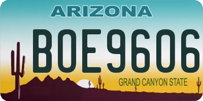 AZ license plate BOE9606