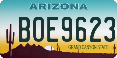 AZ license plate BOE9623