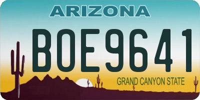 AZ license plate BOE9641