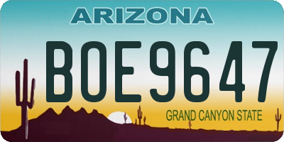 AZ license plate BOE9647
