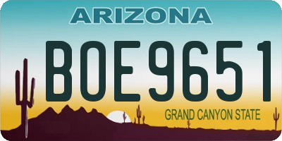 AZ license plate BOE9651