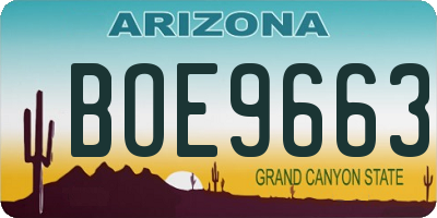 AZ license plate BOE9663