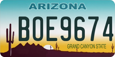 AZ license plate BOE9674