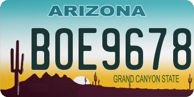 AZ license plate BOE9678