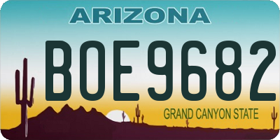 AZ license plate BOE9682