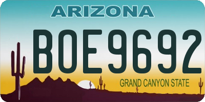 AZ license plate BOE9692