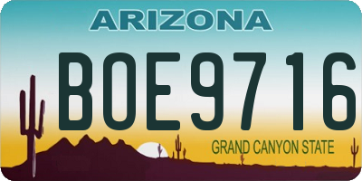 AZ license plate BOE9716