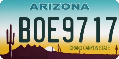 AZ license plate BOE9717